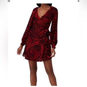 PINKORED ZEBRA wrap Dress